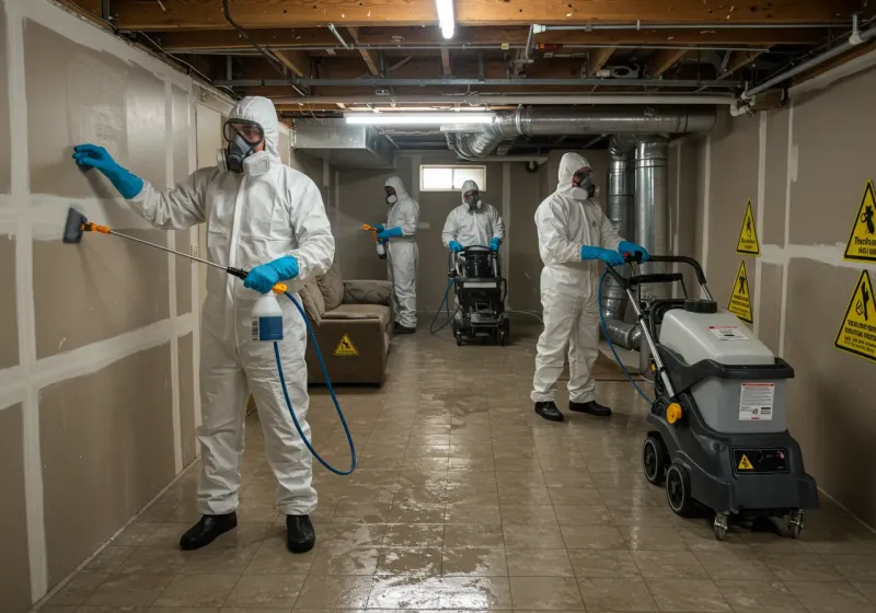 Basement Moisture Removal and Structural Drying process in Marshville, NC